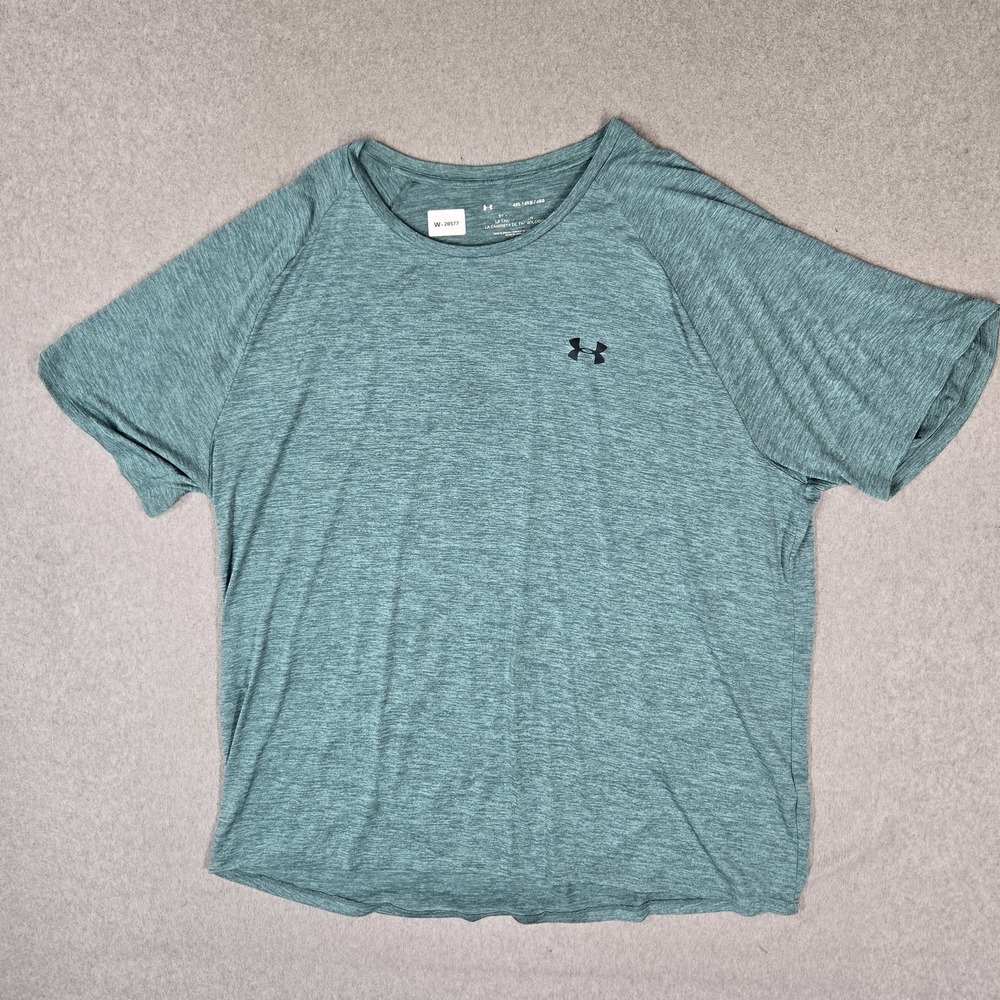 Under Armour Men Shirt 4XL Teal Embroidered Activewear Logo Short Sleeve
